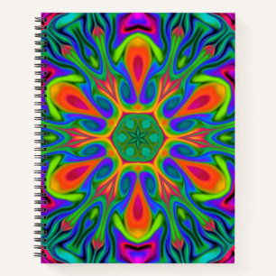 Psychedelic Hippie Blume Rainbow Notizblock