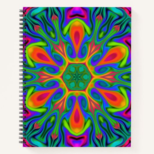 Psychedelic Hippie Blume Rainbow Notizblock (Vorderseite)