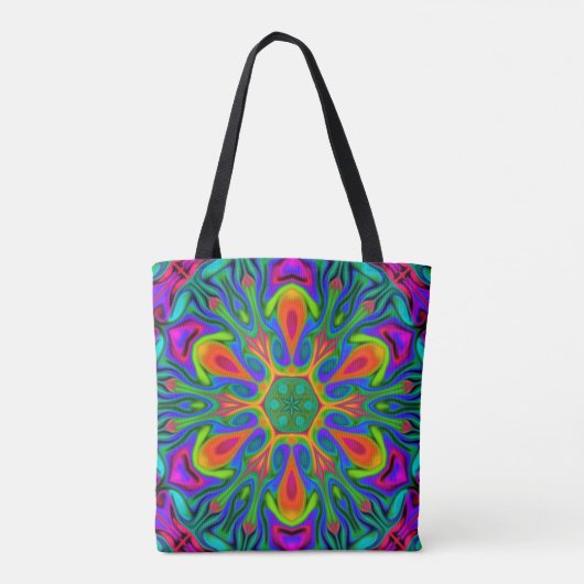 Psychedelic Hippie Blume Rainbow Tasche (Rückseite)