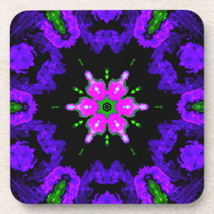 Psychedelic Hippie Flower Pink Purple and Green Getränkeuntersetzer