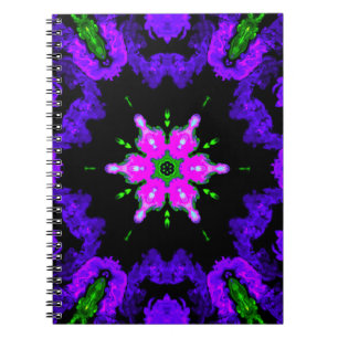 Psychedelic Hippie Flower Pink Purple and Green Notizblock