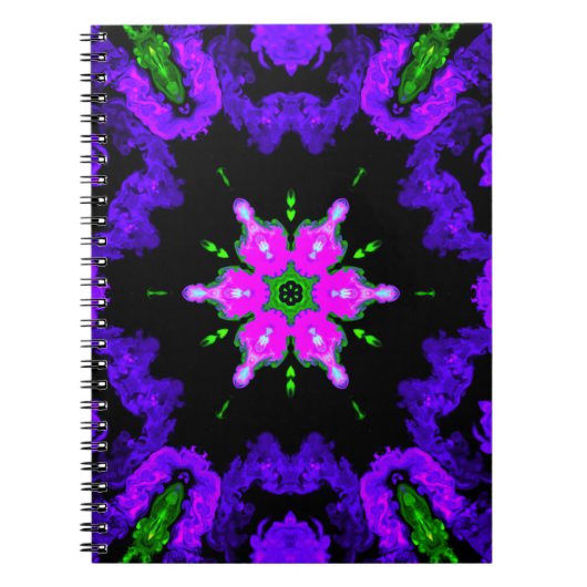 Psychedelic Hippie Flower Pink Purple and Green Notizblock (Vorderseite)