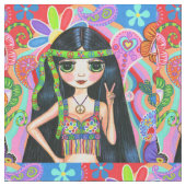 Psychedelic Hippie Girl Headband Peace Sign 1960er Stoff (Nahaufnahme)