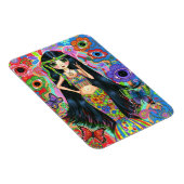 Psychedelic Hippie Girl Mermaid Peace Sign Groovy Magnet (Rechte Seite)
