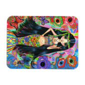 Psychedelic Hippie Girl Mermaid Peace Sign Groovy Magnet (Horizontal)