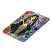 Psychedelic Hippie Girl Mermaid Peace Sign Groovy Magnet (Linke Seite)