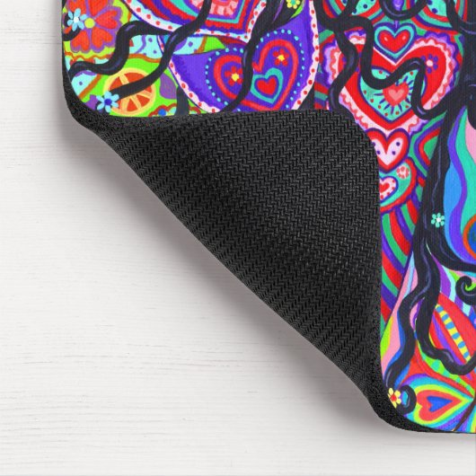 Psychedelic Hippie Mermaid Girl Playing Guitar Mousepad (Ecke)