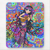 Psychedelic Hippie Mermaid Girl Playing Guitar Mousepad (Vorne)