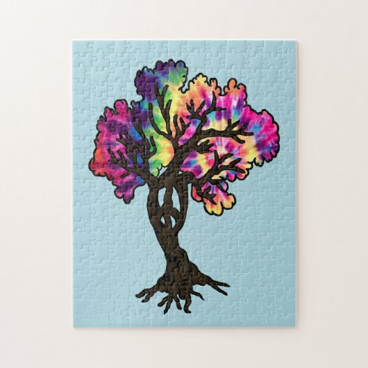 Psychedelic Hippie Peace Tree Puzzle (Vertikal)