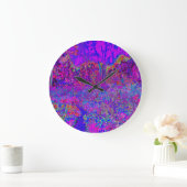 Psychedelic Impressionistic Purple Landscape Große Wanduhr (Zuhause)