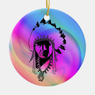 Psychedelic Indian Chief Ornament
