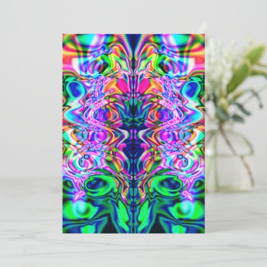 Psychedelic Iridownence Invitation Card Einladung (Stehend Vorderseite)