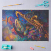 Psychedelic Jazz Playing Lenny Lizard Decoupage Seidenpapier (Basteln)
