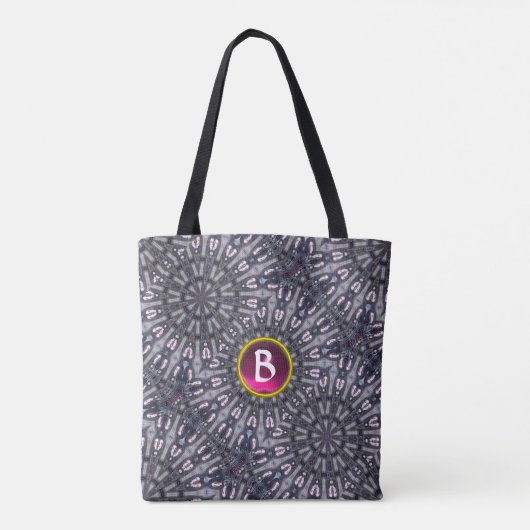 PSYCHEDELIC KALEIDOSCOPE PINK FUCHSIA GEM MONOGRAM TASCHE (Rückseite)