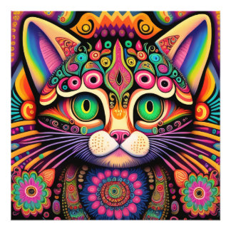 Psychedelic-Katze 2 Fotodruck