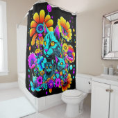 Psychedelic Kitty Cat Duschvorhang (Beispiel)