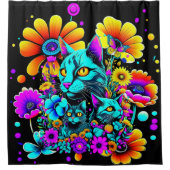 Psychedelic Kitty Cat Duschvorhang (Vorderseite)