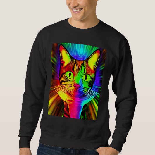 Psychedelic Kitty Kitten In Cat Style Sweatshirt (Vorderseite)