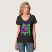 Psychedelic Kitty Kitten Lover In Cat Art Style_1 T-Shirt (Vorderseite Vollansicht)