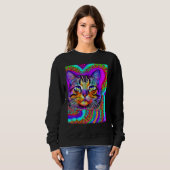 Psychedelic Kitty Kitten Lover In Cat Art Style_3 Sweatshirt (Vorne ganz)