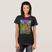 Psychedelic Kitty Kitten Lover In Cat Art Style T-Shirt (Vorne ganz)