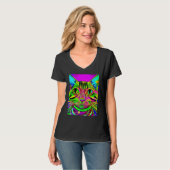 Psychedelic Kitty Kitten Lover In Cat Art Style T-Shirt (Vorderseite Vollansicht)