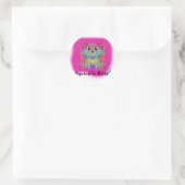 Psychedelic Kitty Runder Aufkleber (Tasche)
