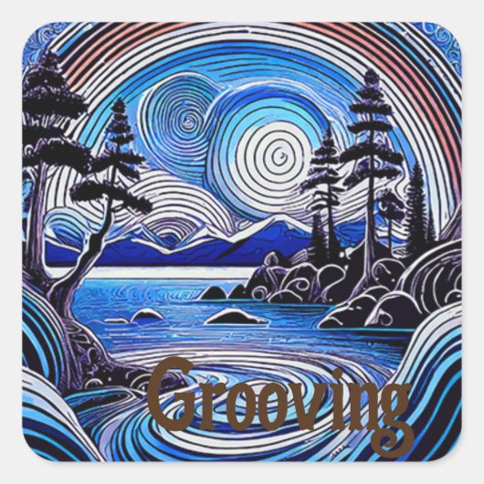 Psychedelic Lake Mountain Aufkleber (Vorderseite)