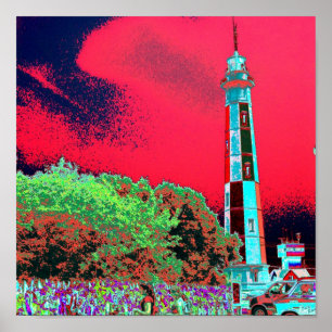 Psychedelic Lighthouse Poster