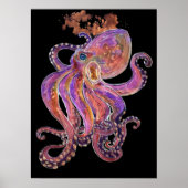 Psychedelic Lila Deep Sea Kraken Poster (Vorne)