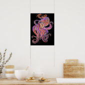 Psychedelic Lila Deep Sea Kraken Poster (Küche)
