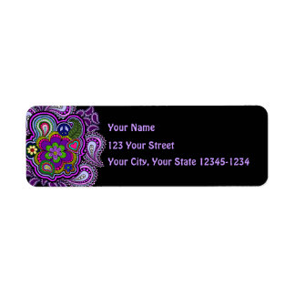 Psychedelic Lila Paisley Return Address Label