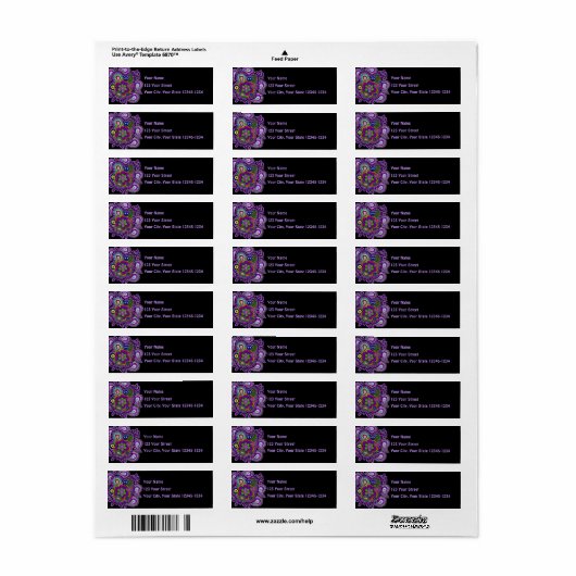 Psychedelic Lila Paisley Return Address Label (Vorne)