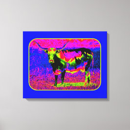 Psychedelic Longhorn Cow Leinwanddruck