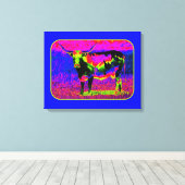 Psychedelic Longhorn Cow Leinwanddruck (Insitu (Holzboden))
