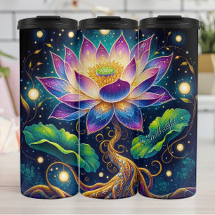 Psychedelic Lotus Blume Cosmic Roots Thermosbecher