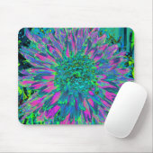Psychedelic Magenta Aqua und Lime Green Dahlia Mousepad (Mit Mouse)