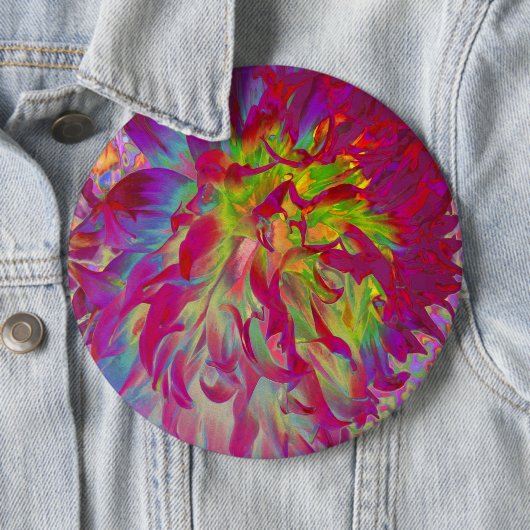 Psychedelic Magenta und Yellow Dahlia Blume Button (Beispiel)