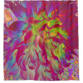 Psychedelic Magenta und Yellow Dahlia Blume Duschvorhang (Vorderseite)