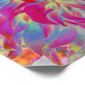 Psychedelic Magenta und Yellow Dahlia Blume Poster (Ecke)