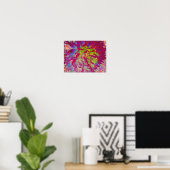 Psychedelic Magenta und Yellow Dahlia Blume Poster (Heimbüro)