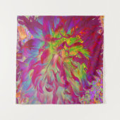 Psychedelic Magenta und Yellow Dahlia Blume Wandteppich (Vorderseite)