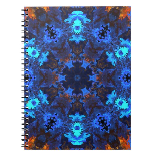 Psychedelic Mandala Blue und Orange Notizblock (Vorderseite)