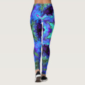 Psychedelic Mandala Blume Blau Grün und Lila Leggings (Rückseite)