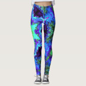 Psychedelic Mandala Blume Blau Grün und Lila Leggings (Vorderseite)