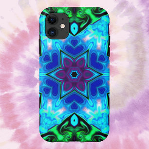 Psychedelic Mandala Blume Blau Lila und grün Case-Mate iPhone Hülle