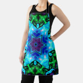 Psychedelic Mandala Blume Blau Lila und grün Schürze (InSitu)