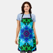 Psychedelic Mandala Blume Blau Lila und grün Schürze (Getragen)