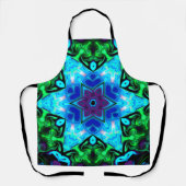 Psychedelic Mandala Blume Blau Lila und grün Schürze (Vorderseite)