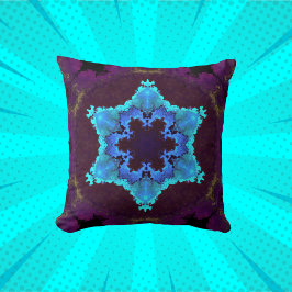 Psychedelic Mandala Blume Blau und Lila Kissen